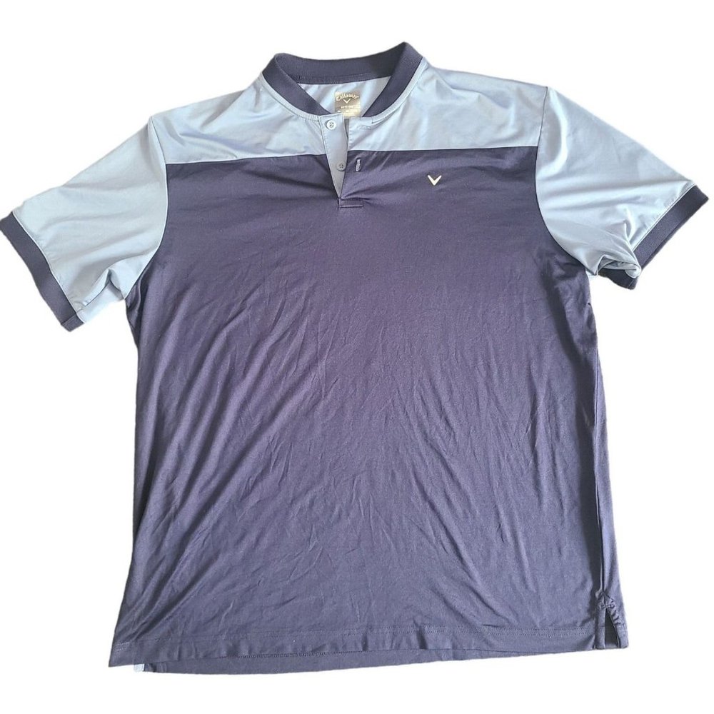 Callaway Polo Shirt Mens XL Opti-Dri Golf Golfer Lightweight Navy/Sky Blue MJ048